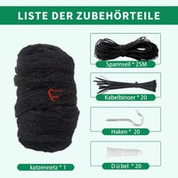 Tatamiyya Macskavédő Háló Erkélyre 10x2m - Dróterősítésű, Harapásálló, UV-Ellenálló Biztonsági Háló Erkélyre, Teraszra, Ablakra, Fekete 3