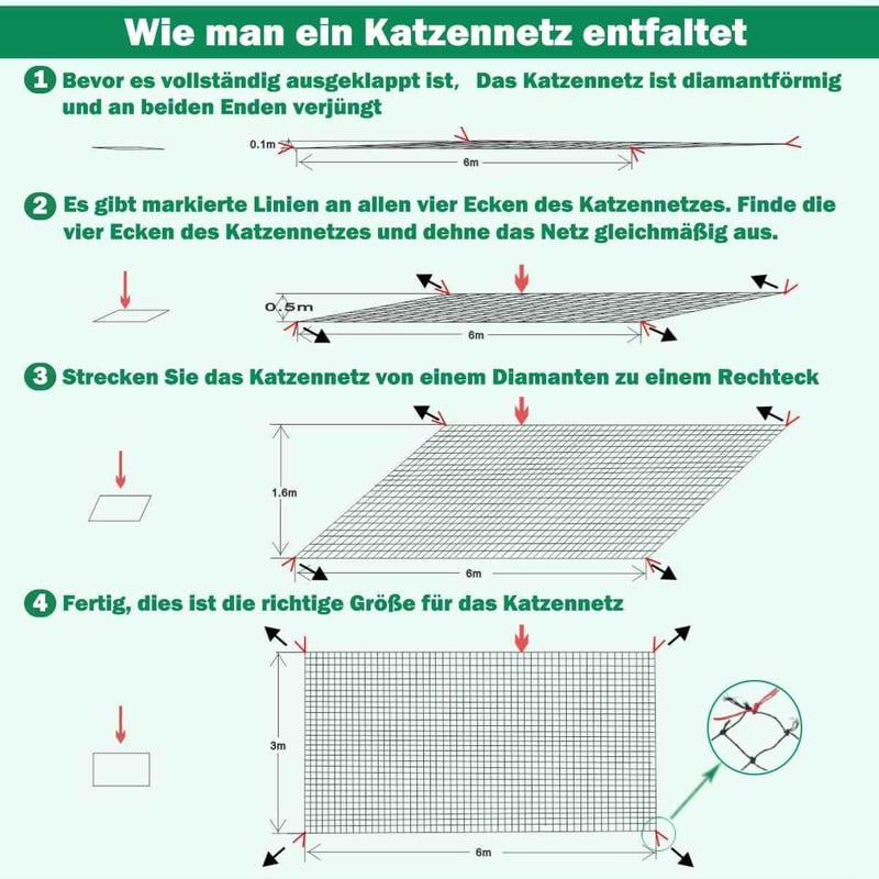 Tatamiyya Macskavédő Háló Erkélyre 6x3m - Dróterősítésű, UV-Álló, Időjárásálló Védőháló Ablakokra és Erkélyekre, Fekete