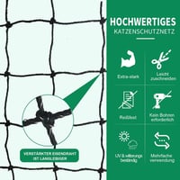 Tatamiyya Macskavédő Háló Erkélyre 10x2m - Dróterősítésű, Harapásálló, UV-Ellenálló Biztonsági Háló Erkélyre, Teraszra, Ablakra, Fekete 4