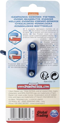 Sonerie de bicicletă Tataway Paw Patrol pentru băieți – sonerie metalică bleu, se montează pe ghidon, cu șuruburi 5
