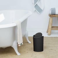 TATAY 6L fürdőszobai szemetes csapó fedéllel, kompakt modern design, fekete 4