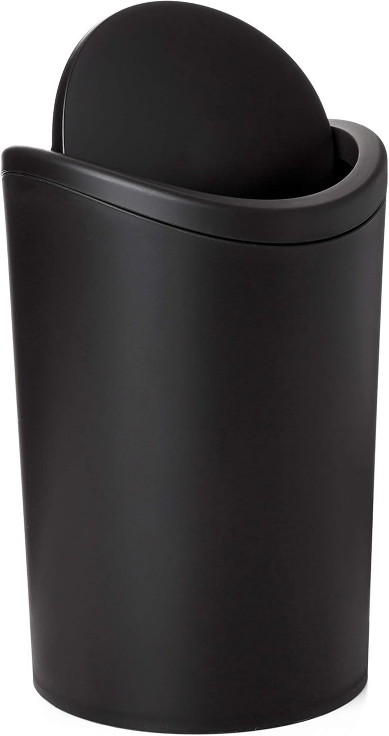 TATAY 6L fürdőszobai szemetes csapó fedéllel, kompakt modern design, fekete