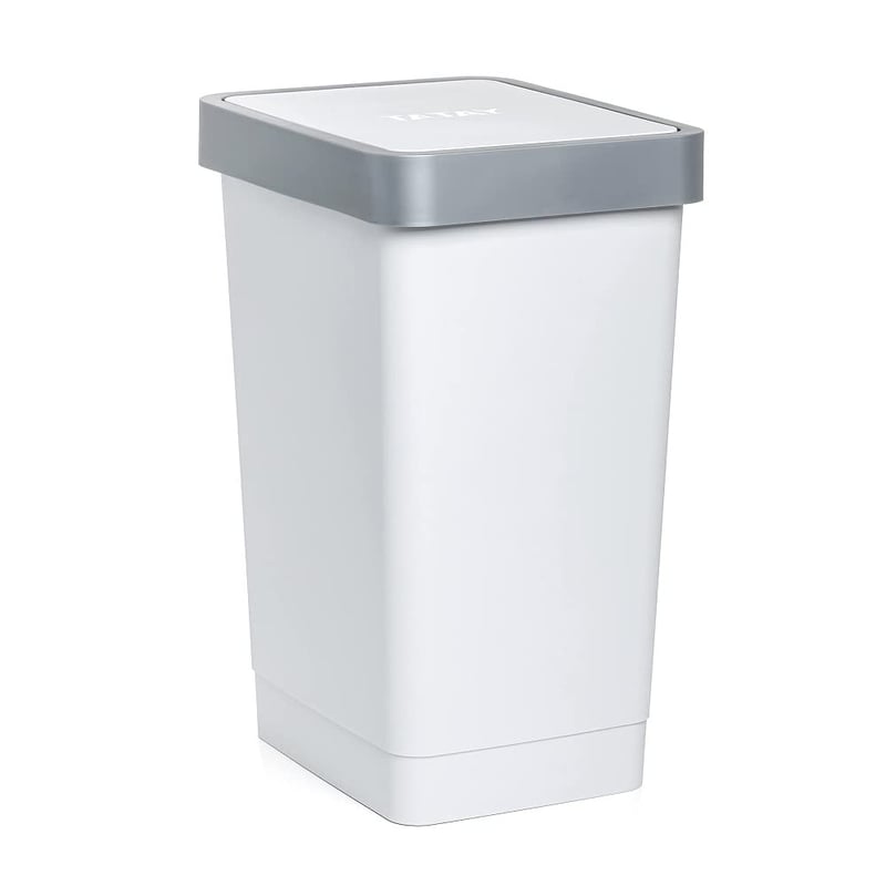 TATAY Smart 25L Odpadkový kôš s výklopným vekom do kuchyne, biely | Plast bez obsahu BPA | Na vnútorné aj vonkajšie použitie | Pre 30 l vrecia | 26x34x47 cm