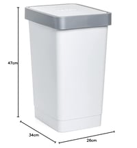 TATAY Smart 25L Odpadkový kôš s výklopným vekom do kuchyne, biely | Plast bez obsahu BPA | Na vnútorné aj vonkajšie použitie | Pre 30 l vrecia | 26x34x47 cm 8
