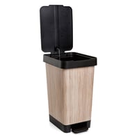 Pedálový odpadkový kôš TATAY Smart Deco, 25 litrov, kompaktný dizajn, na vnútorné aj vonkajšie použitie, plast bez obsahu BPA, vzor dreva, 26x36x47 cm 2