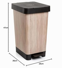 Pedálový odpadkový kôš TATAY Smart Deco, 25 litrov, kompaktný dizajn, na vnútorné aj vonkajšie použitie, plast bez obsahu BPA, vzor dreva, 26x36x47 cm 5