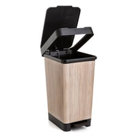 Pedálový odpadkový kôš TATAY Smart Deco, 25 litrov, kompaktný dizajn, na vnútorné aj vonkajšie použitie, plast bez obsahu BPA, vzor dreva, 26x36x47 cm 3