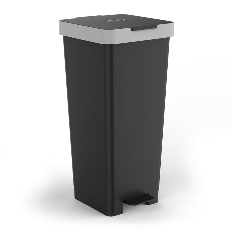Coș de gunoi cu pedală TATAY Smart, 33x31x67 cm, plastic fără BPA, deschidere cu pedală, negru — Zgâriat (stare: vezi a 2-a poză)