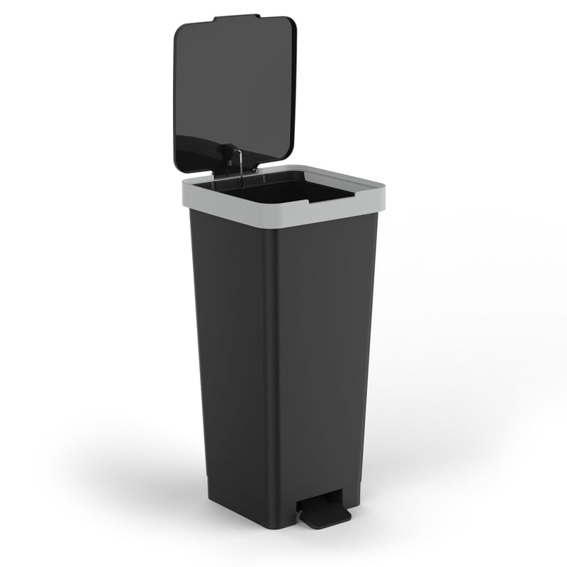 Coș de gunoi cu pedală TATAY Smart - 33x31x67 cm, plastic fără BPA, design compact, deschidere prin pedală