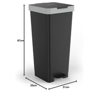 Coș de gunoi cu pedală TATAY Smart, 33x31x67 cm, plastic fără BPA, deschidere cu pedală, negru — Zgâriat (stare: vezi a 2-a poză) 9
