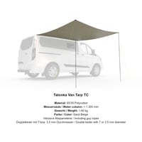 Tarp auto Tatonka Van Tarp TC – 250x250 cm – Montaj pe șină (7 și 3,5 mm) – Tesătură din amestec de bumbac – Protecție împotriva ploii și soarelui 4