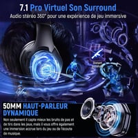 Tatybo Vezeték Nélküli Gamer Fejhallgató Mikrofonnal, 7.1 Surround Hangzás, 35 Órás Akkumulátor, 50mm Meghajtó, Légáteresztő Fülpárnák, PS5  2