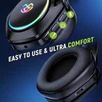 Tatybo Vezeték Nélküli Gamer Fejhallgató PS4, PS5, PC - 2,4GHz, Levehető Zajszűrő Mikrofonnal, 30 Órás Üzemidő, Nintendo Switch, Mac Kompati 5