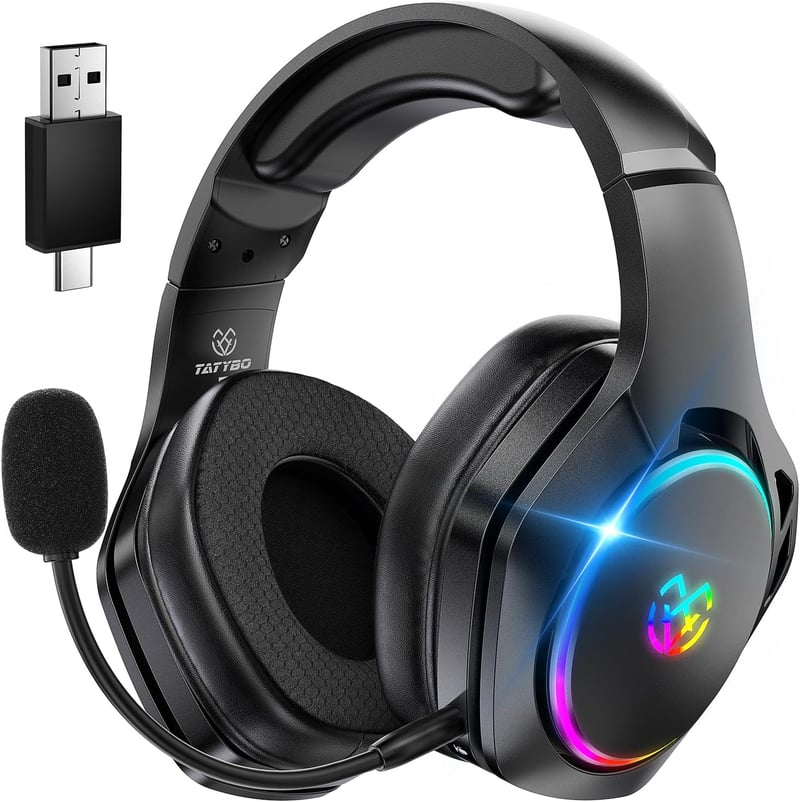 Tatybo Vezeték Nélküli Gamer Fejhallgató PS4, PS5, PC - 2,4GHz, Levehető Zajszűrő Mikrofonnal, 30 Órás Üzemidő, Nintendo Switch, Mac Kompati