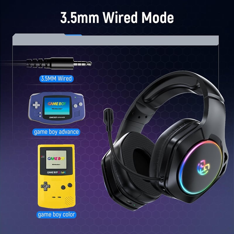 Tatybo Vezeték Nélküli Gamer Fejhallgató PS4, PS5, PC - 2,4GHz, Levehető Zajszűrő Mikrofonnal, 30 Órás Üzemidő, Nintendo Switch, Mac Kompati