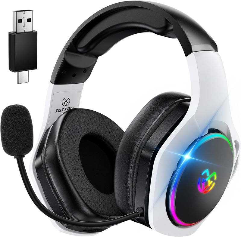 Tatybo WT01 vezeték nélküli gaming headset 2,4 GHz + Bluetooth, PS5/PS4/PC/Switch - fekete-fehér