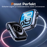 TAURI 2 ks tvrdené sklo s puzdrom pre Apple Watch SE 3/2/1 / 6 / 5 / 4 Series 44 mm – Priehľadný, 360° nárazuvzdorný ochranný kryt s 9H ochranou displeja 5