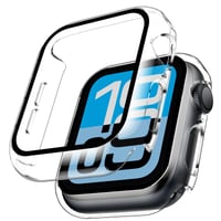 TAURI 2 ks tvrdené sklo s puzdrom pre Apple Watch SE 3/2/1 / 6 / 5 / 4 Series 44 mm – Priehľadný, 360° nárazuvzdorný ochranný kryt s 9H ochranou displeja 1
