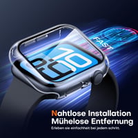 TAURI 2 ks tvrdené sklo s puzdrom pre Apple Watch SE 3/2/1 / 6 / 5 / 4 Series 44 mm – Priehľadný, 360° nárazuvzdorný ochranný kryt s 9H ochranou displeja 6