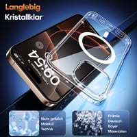 Kryt na iPhone 16 Pro Max TAURI s ochranou displeja 6,9 palca, kompatibilný s MagSafe, priehľadný, nárazuvzdorný, magnetický obal na telefón s vojenskou úrovňou ochrany 4