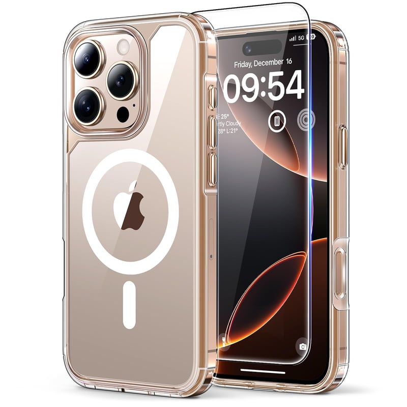 Kryt na iPhone 16 Pro Max TAURI s ochranou displeja 6,9 palca, kompatibilný s MagSafe, priehľadný, nárazuvzdorný, magnetický obal na telefón s vojenskou úrovňou ochrany