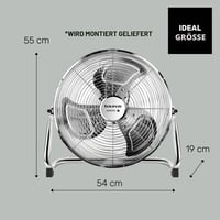 Stojanový ventilátor Taurus Sirocco 18, 120 W, priemer 45 cm, 3 rýchlosti, kovové lopatky, nastaviteľný uhol sklonu, protišmyková základňa 8