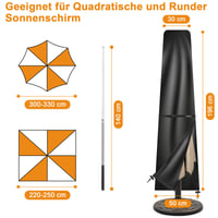 Tavaler Ochranný obal na slnečník pre slnečníky 2-3 m (196x30/50 cm) | S tyčou, vodoodolný, vetruodolný, UV odolný materiál 420D Oxford, obal na slnečník odolný voči snehu 2
