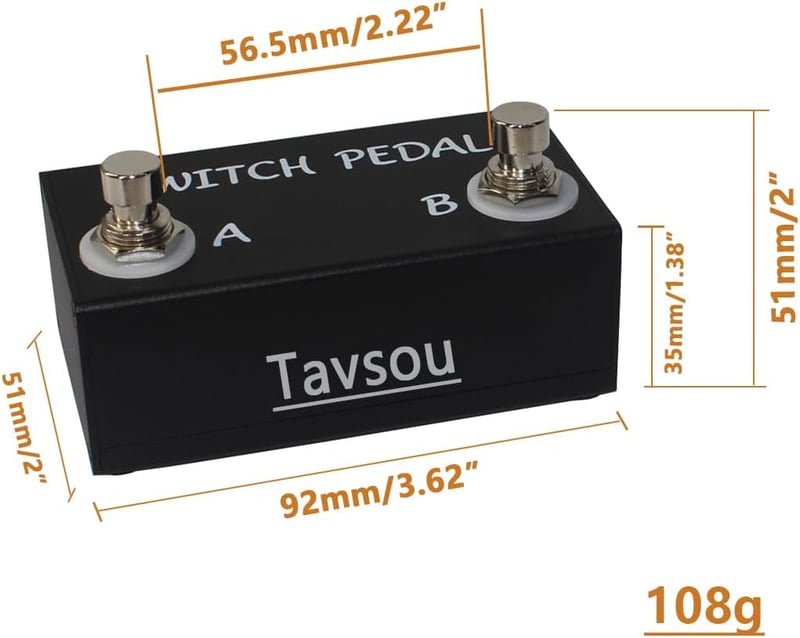 Tavsou Dual Switch Gitár Effekt Pedál TRS Kábellel 6.35mm