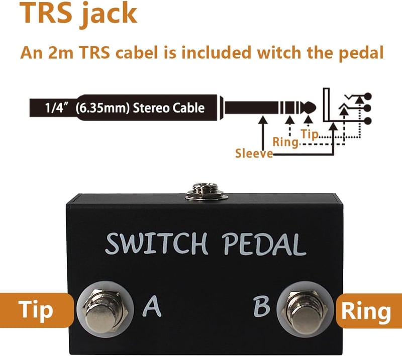 Tavsou Dual Switch Gitár Effekt Pedál TRS Kábellel 6.35mm