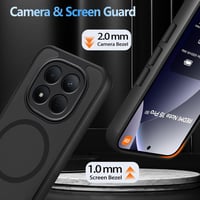 Magnetický kryt s stojanom pre Xiaomi Redmi Note 15 Pro 5G, matný priehľadný PC+TPU - čierny 2