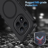Magnetický kryt s stojanom pre Xiaomi Redmi Note 15 Pro 5G, matný priehľadný PC+TPU - čierny 4