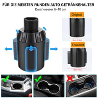 Adaptor suport pahar auto Tawveml, suport pentru băuturi reglabil cu bază detașabilă, fixare flexibilă, 0,3-1,3 l (6-11,2 cm), compatibil cu locașul pentru scrumieră 3