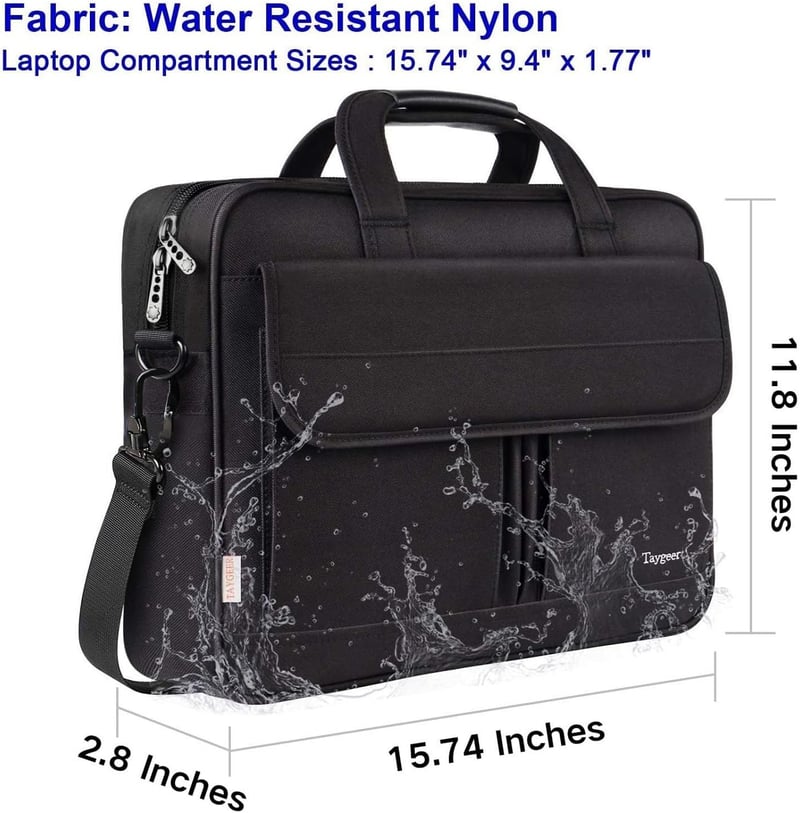 Taygeer 15.6 Colos Vízálló Laptop Táska Messenger Válltáska Fekete