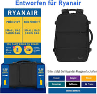 Taygeer Ryanair kabínový batoh 40x20x25 cm, čierny, s priehradkou na obuv, príručná batožina pre ženy 2