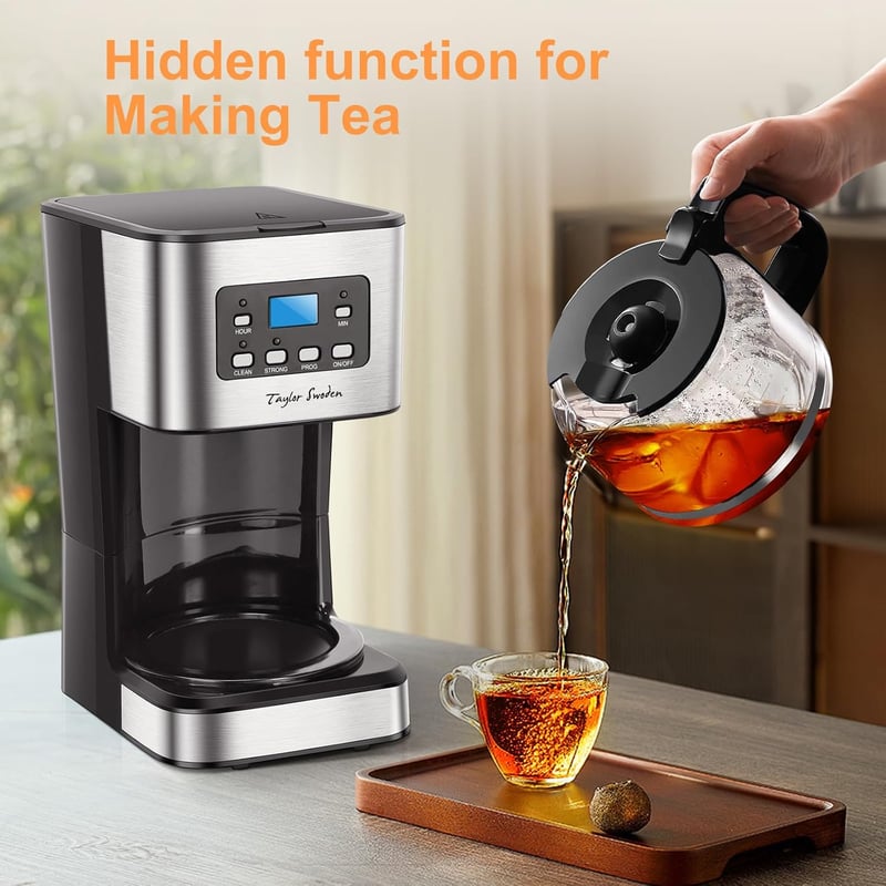 Taylor Swoden Darcy 950W Filteres Kávéfőző, 1,5L Kapacitás, 12 Csészés, Időzítővel, Automata Kikapcsolással, Csepegésgátlóval és Melegen Tar