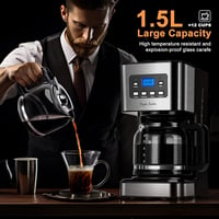 Taylor Swoden Darcy 950W Filteres Kávéfőző, 1,5L Kapacitás, 12 Csészés, Időzítővel, Automata Kikapcsolással, Csepegésgátlóval és Melegen Tar 2