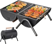 TAZZOR Összecsukható Dupla Grillfelület Hordozható Széngrillsütő Kempinghez 1