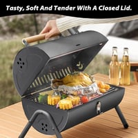 TAZZOR Összecsukható Dupla Grillfelület Hordozható Széngrillsütő Kempinghez 6