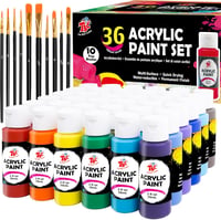 TBC The Best Crafts 36 darabos akrillfesték készlet 60 ml + 10 ecset, vízálló 1