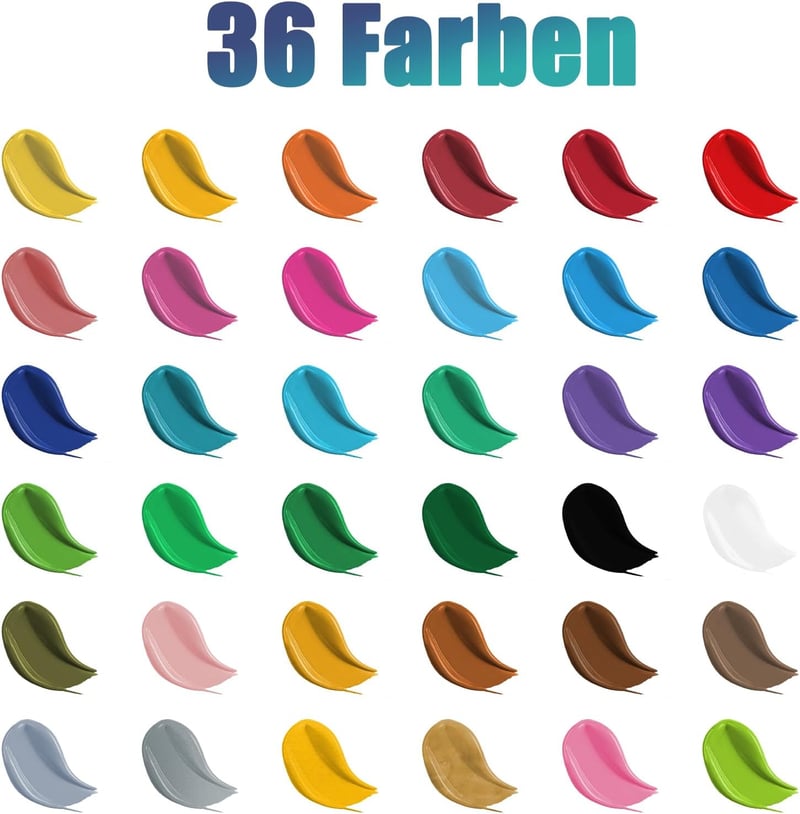 TBC The Best Crafts 36 darabos akrillfesték készlet 60 ml + 10 ecset, vízálló