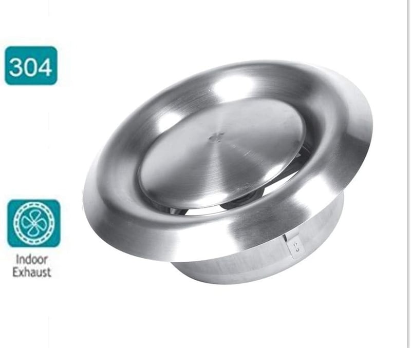 Tbest 125 mm Rozsdamentes Acél Szellőzőrács - Állítható Légáramlású Kör Alakú Szellőzőszelep Falra és Mennyezetre - Dekoratív Szellőzőnyílás