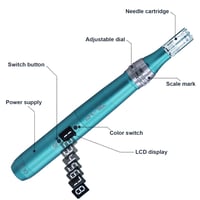 TBPHP P20RL Elektromos Derma Pen LCD Kijelzővel - 8 Sebességfokozat, 25 Cserélhető Tű, Újratölthető Akkumulátor, Kék 4