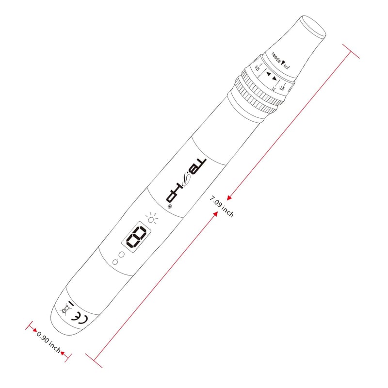 TBPHP P20RL Elektromos Derma Pen LCD Kijelzővel - 8 Sebességfokozat, 25 Cserélhető Tű, Újratölthető Akkumulátor, Kék