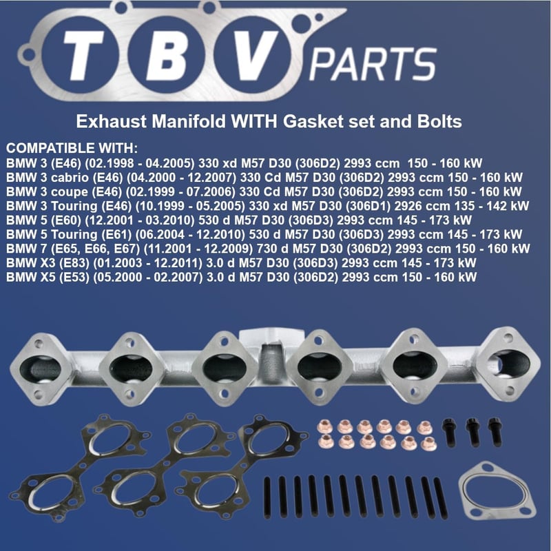 TBVPARTS Kipufogó Sokaság M57/M57N Diesel 2.5 3.0d Öntöttvas E46 E60 E65 X3 X5
