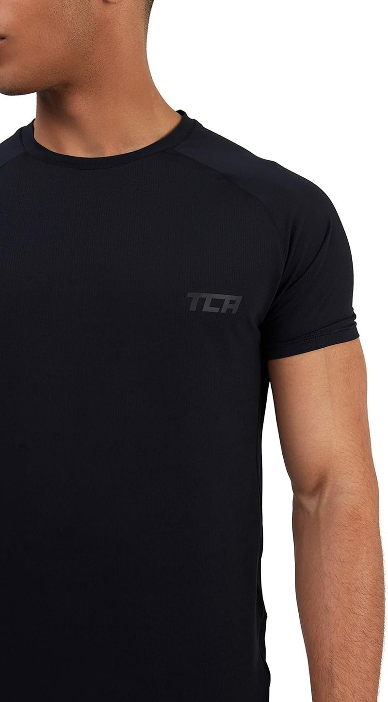 TCA Férfi Futópóló Rejtett Cipzáras Zsebbal - Edzés Shirt - S, Charcoal