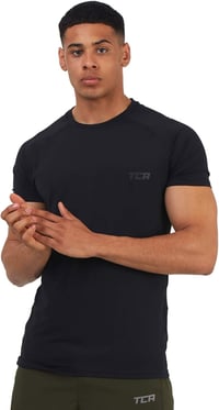 TCA Férfi Futópóló Rejtett Cipzáras Zsebbal - Edzés Shirt - S, Charcoal 1
