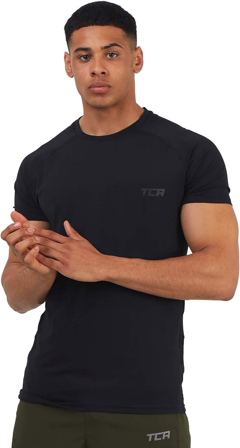 TCA Férfi Futópóló Rejtett Cipzáras Zsebbal - Edzés Shirt - S, Charcoal
