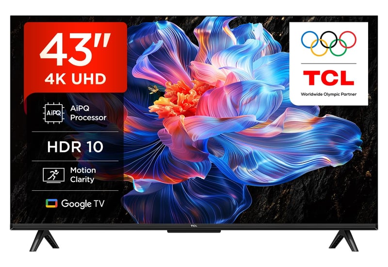 43" TCL 43V6C 4K UHD Smart LED TV – Google TV, HDR, Dolby Audio, Motion Clarity, kompatibilný s Google Assistant a Alexa
