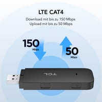 Prenosný 4G LTE USB modem TCL LINKKEY IK41 s rýchlosťou 150 Mbps, pripojenie Plug and Play, čierny 3