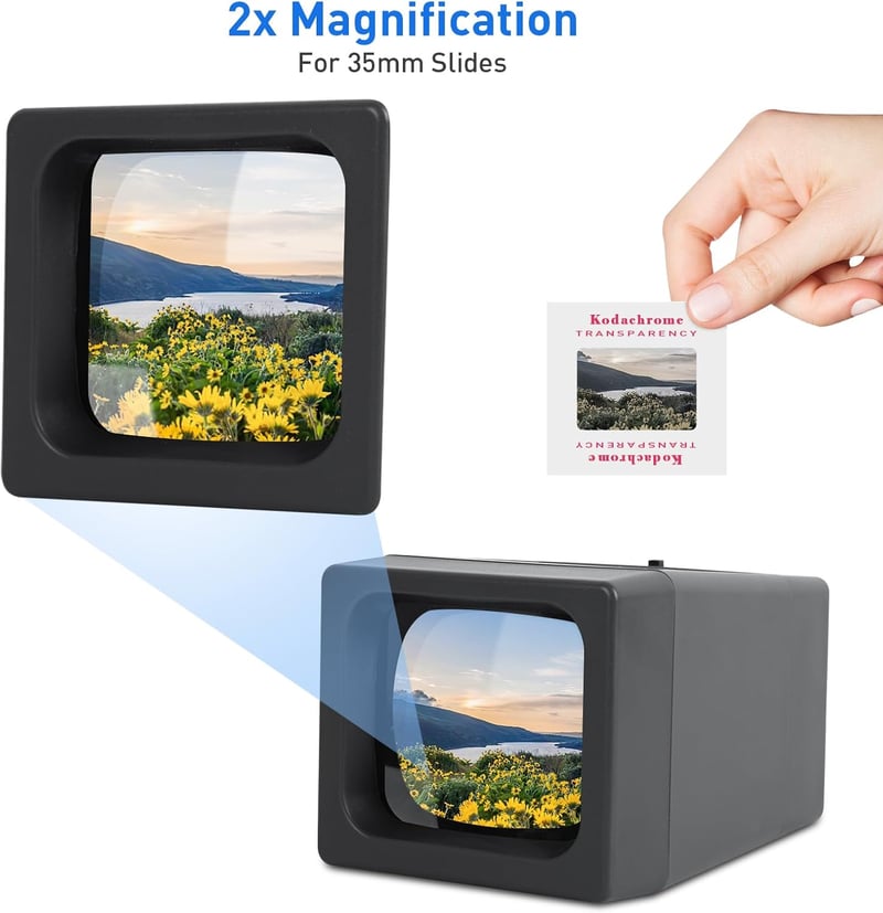 TCNEWCL 35mm Dia Nézegető LED Megvilágítással, 2x Nagyítás, Elemmel Működő